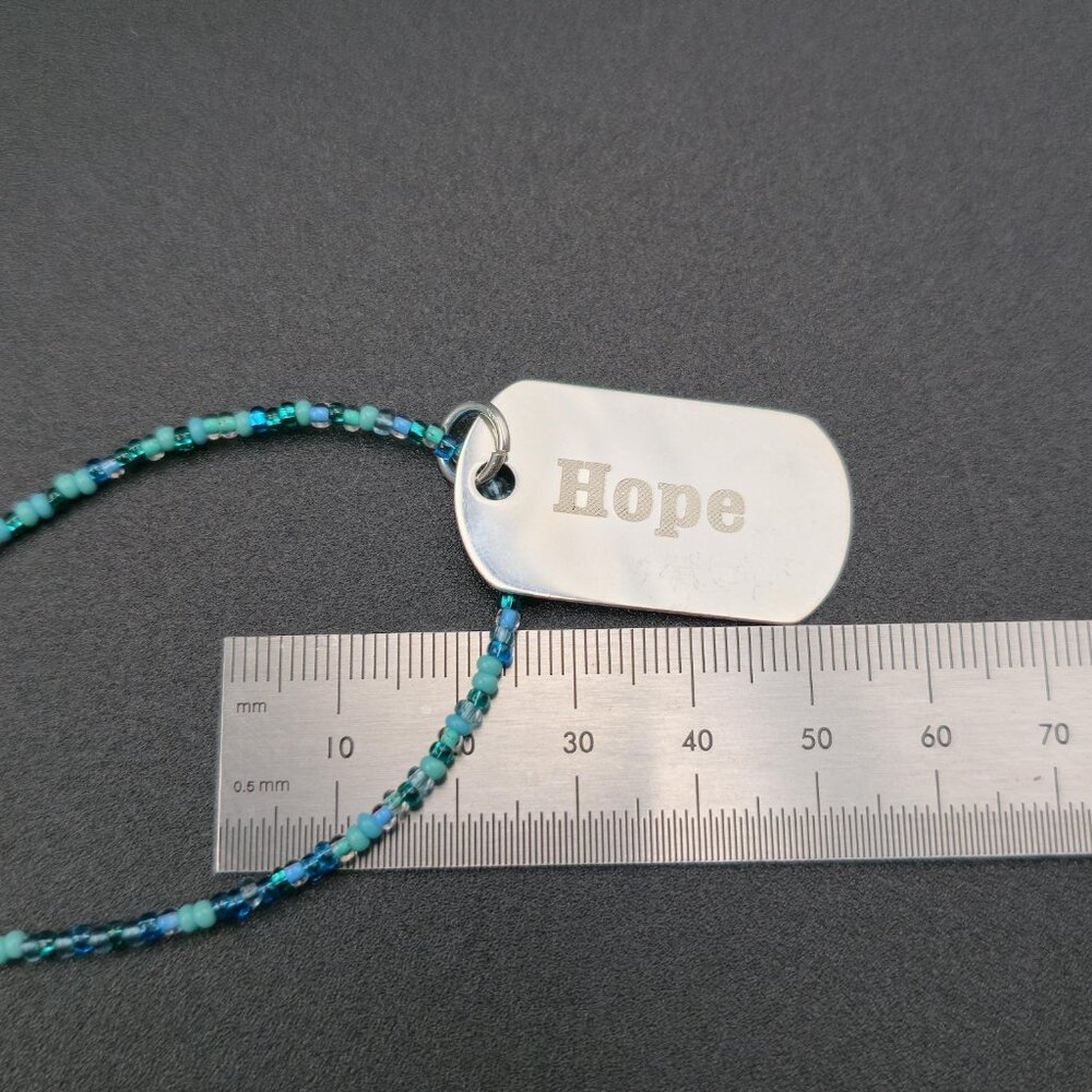 20 Inch Sterling Silver Blue Beaded Hope Pendant Necklace B930 - Picture 5 of 6